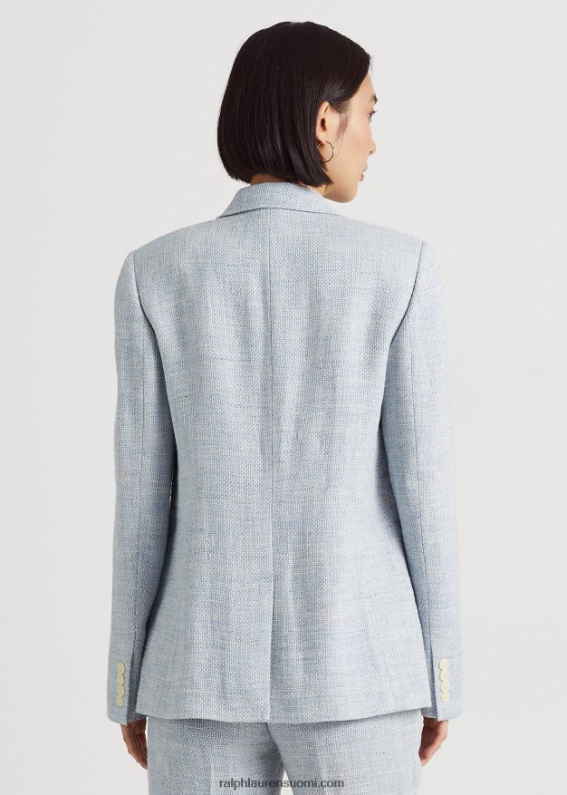 Ralph Lauren naiset pellavasekoitettu bleiseri 0Z24ZR9425 vaaleansininen/kermanvärinen