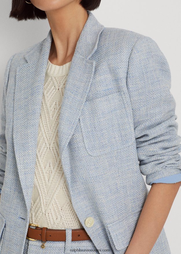 Ralph Lauren naiset pellavasekoitettu bleiseri 0Z24ZR9425 vaaleansininen/kermanvärinen