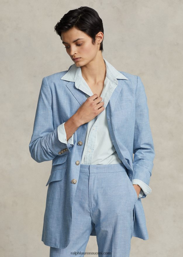 Ralph Lauren naiset pitkä chambray puuvillableiseri 0Z24ZR3094 chambray