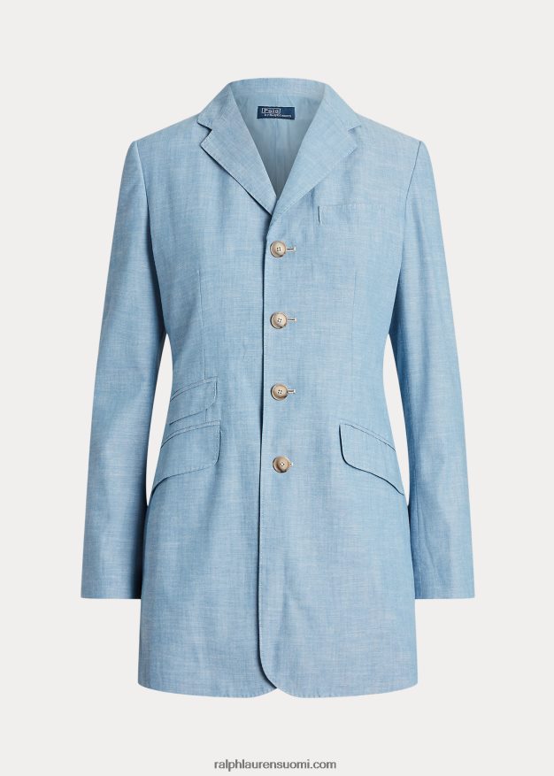 Ralph Lauren naiset pitkä chambray puuvillableiseri 0Z24ZR3094 chambray