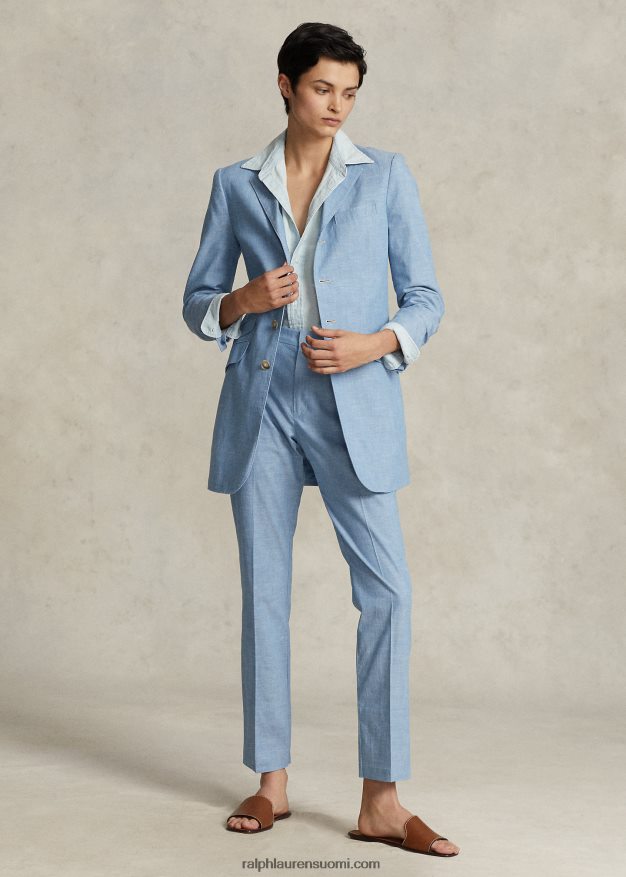 Ralph Lauren naiset pitkä chambray puuvillableiseri 0Z24ZR3094 chambray