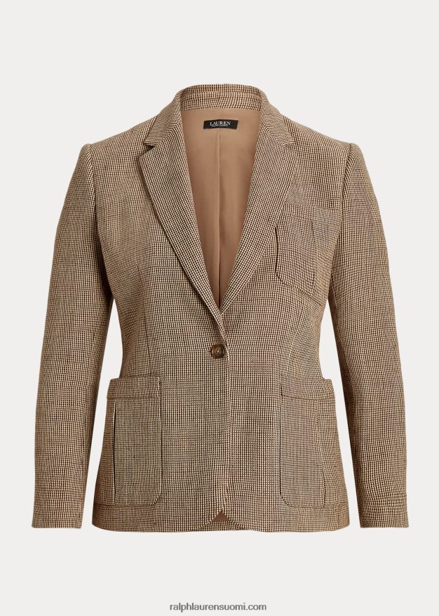 Ralph Lauren naiset puuvilla-pellava twill bleiseri 0Z24ZR4784 ruskea multi