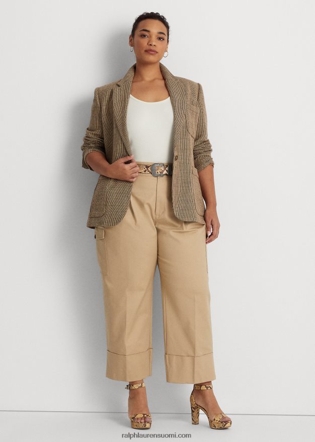 Ralph Lauren naiset puuvilla-pellava twill bleiseri 0Z24ZR4784 ruskea multi