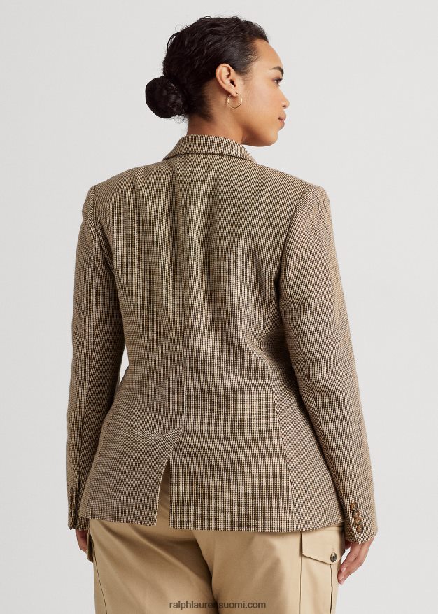 Ralph Lauren naiset puuvilla-pellava twill bleiseri 0Z24ZR4784 ruskea multi