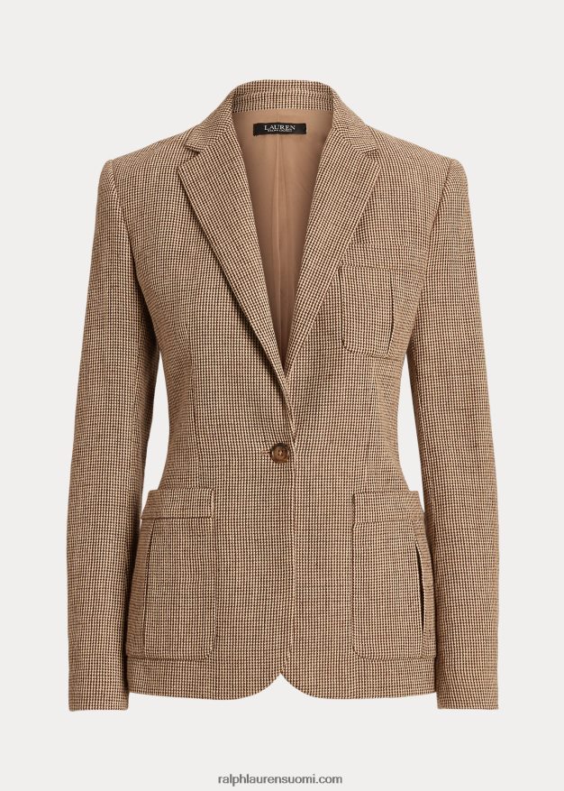 Ralph Lauren naiset puuvilla-pellava twill bleiseri 0Z24ZR9524 ruskea multi