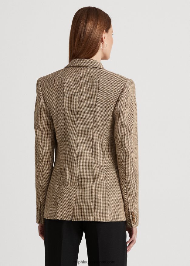 Ralph Lauren naiset puuvilla-pellava twill bleiseri 0Z24ZR9524 ruskea multi