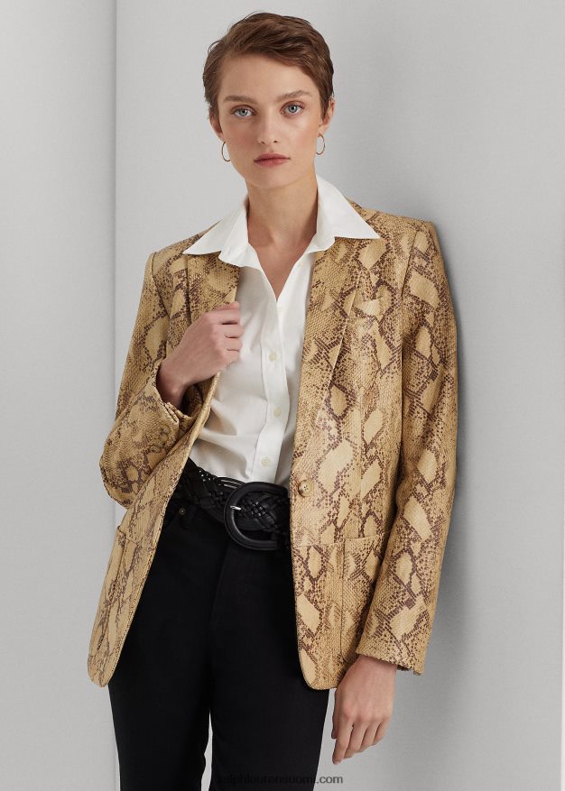 Ralph Lauren naiset python-kuvioitu nahkableiseri 0Z24ZR9531 rusketus moni