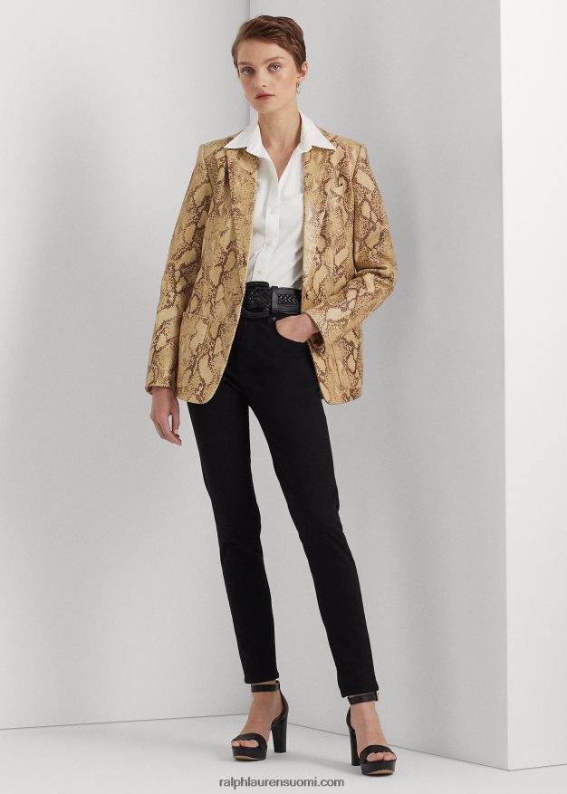 Ralph Lauren naiset python-kuvioitu nahkableiseri 0Z24ZR9531 rusketus moni