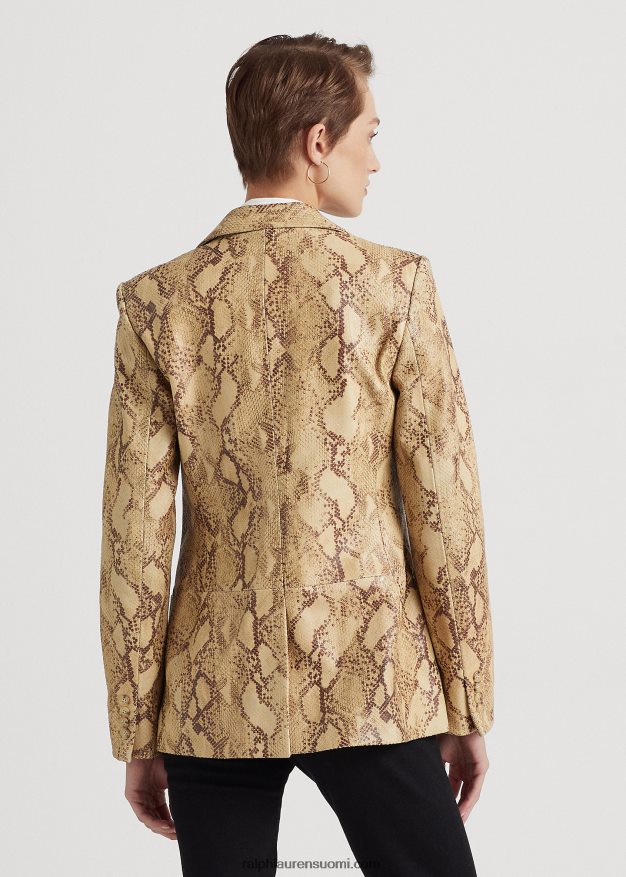 Ralph Lauren naiset python-kuvioitu nahkableiseri 0Z24ZR9531 rusketus moni