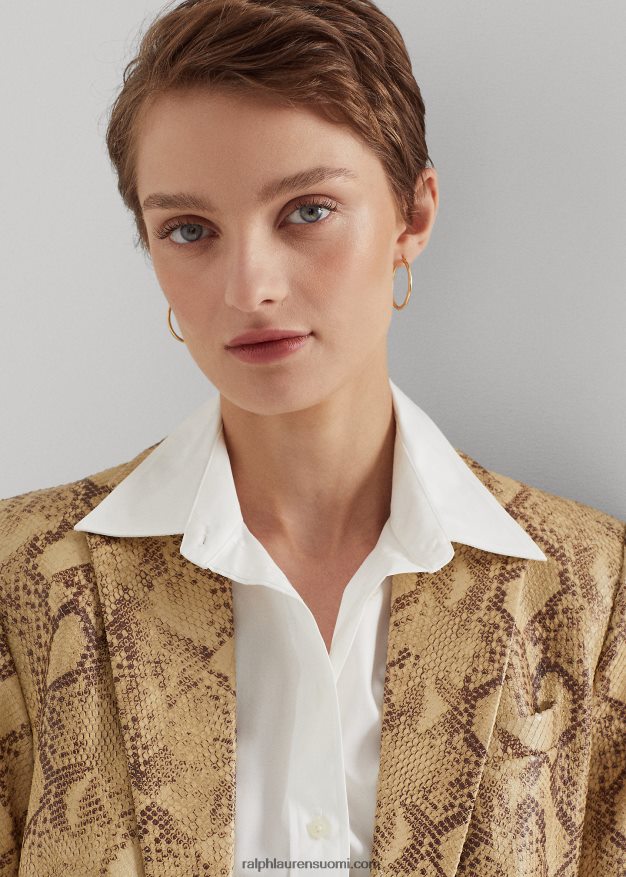 Ralph Lauren naiset python-kuvioitu nahkableiseri 0Z24ZR9531 rusketus moni