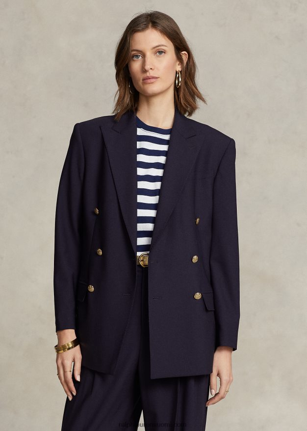 Ralph Lauren naiset villasekoite kaksirivinen bleiseri 0Z24ZR9175 laivasto