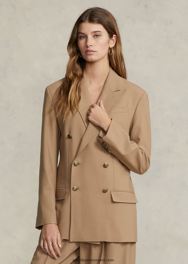 Ralph Lauren naiset villasekoite kaksirivinen bleiseri 0Z24ZR9176 kameli