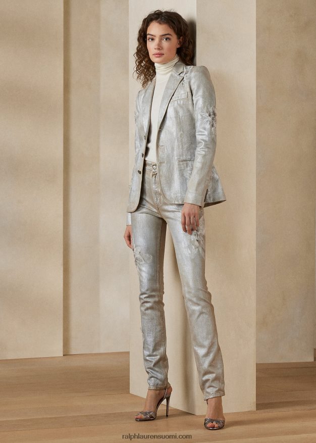 Ralph Lauren naiset 160 ohut denimfarkku 0Z24ZR3549 päällystetty hopea kukka
