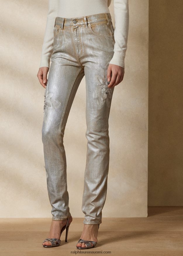Ralph Lauren naiset 160 ohut denimfarkku 0Z24ZR3549 päällystetty hopea kukka