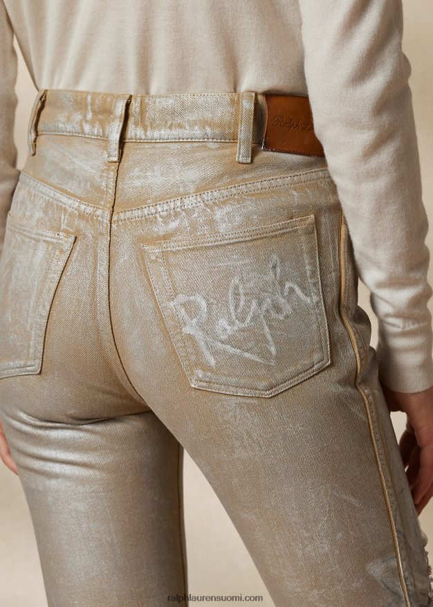 Ralph Lauren naiset 160 ohut denimfarkku 0Z24ZR3549 päällystetty hopea kukka
