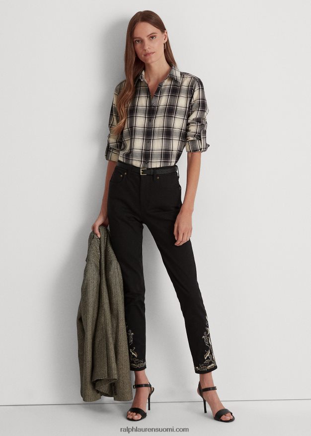 Ralph Lauren naiset brodeerattu korkeakorkoinen skinny nilkkafarkku 0Z24ZR9590