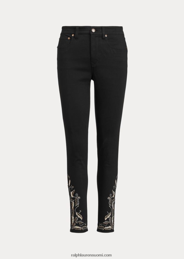 Ralph Lauren naiset brodeerattu korkeakorkoinen skinny nilkkafarkku 0Z24ZR9590