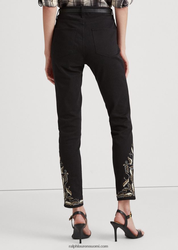 Ralph Lauren naiset brodeerattu korkeakorkoinen skinny nilkkafarkku 0Z24ZR9590