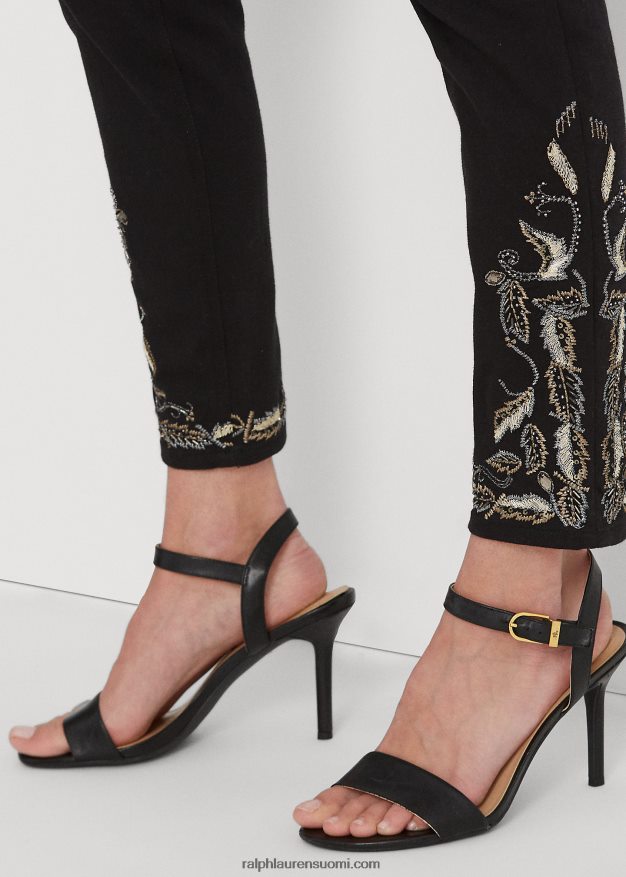 Ralph Lauren naiset brodeerattu korkeakorkoinen skinny nilkkafarkku 0Z24ZR9590