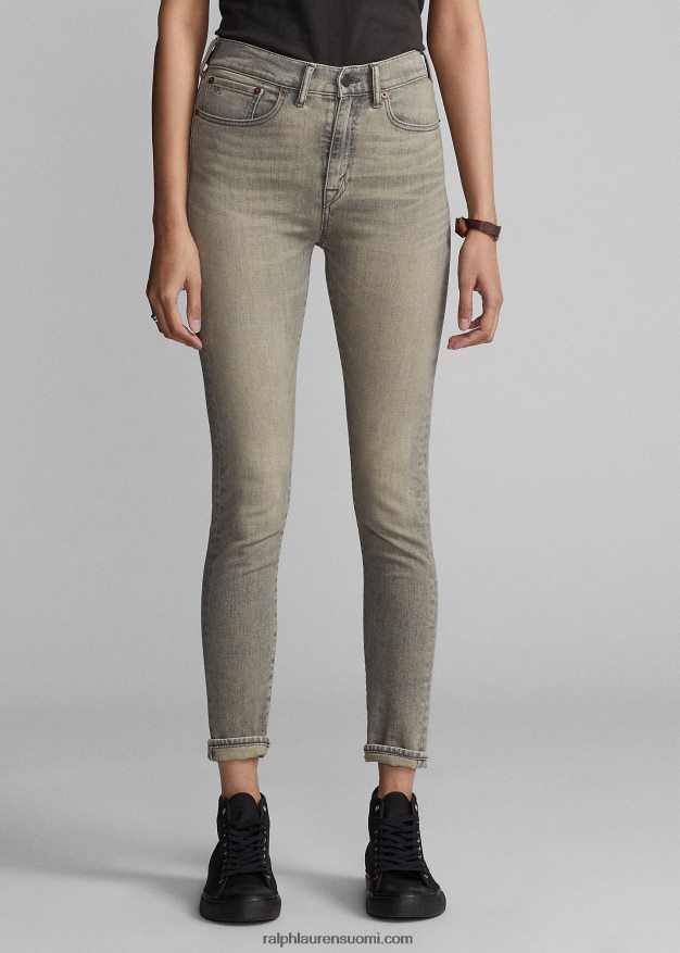 Ralph Lauren naiset joustava korkea laiha ahdistunut harmaa farkku 0Z24ZR3670 ahdistunut harmaa pesu