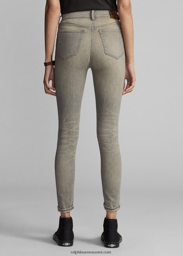 Ralph Lauren naiset joustava korkea laiha ahdistunut harmaa farkku 0Z24ZR3670 ahdistunut harmaa pesu