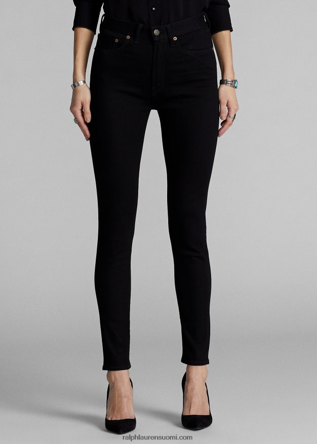 Ralph Lauren naiset joustava korkea skinny fit farkku 0Z24ZR9143 musta pesu