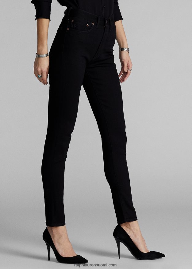 Ralph Lauren naiset joustava korkea skinny fit farkku 0Z24ZR9143 musta pesu