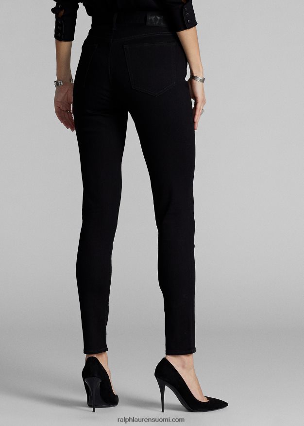 Ralph Lauren naiset joustava korkea skinny fit farkku 0Z24ZR9143 musta pesu