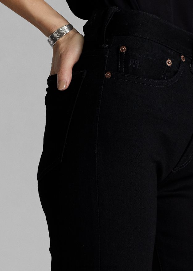 Ralph Lauren naiset joustava korkea skinny fit farkku 0Z24ZR9143 musta pesu