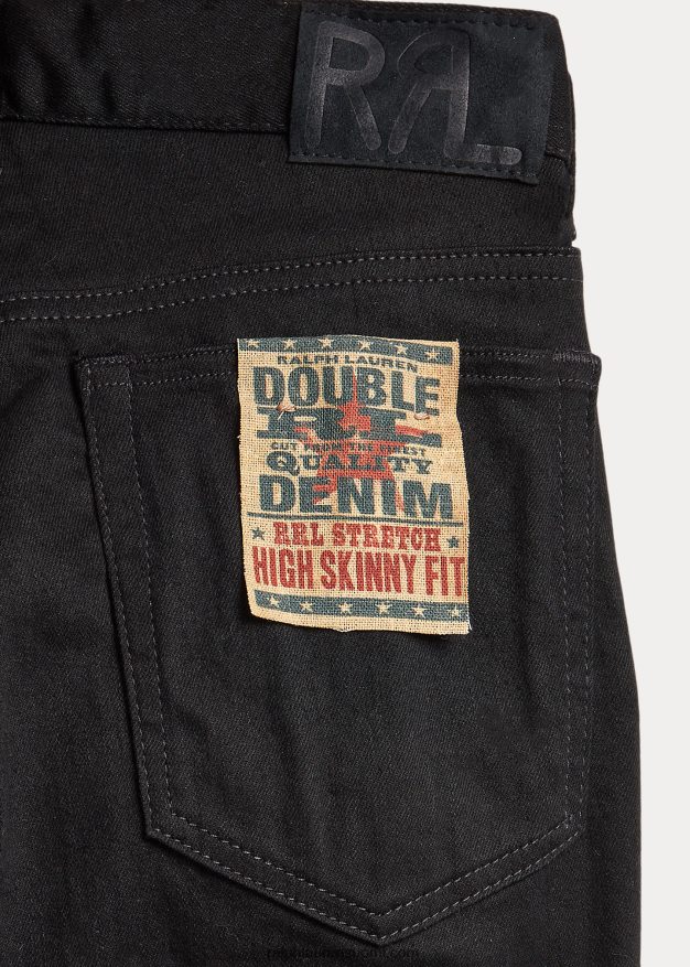 Ralph Lauren naiset joustava korkea skinny fit farkku 0Z24ZR9143 musta pesu