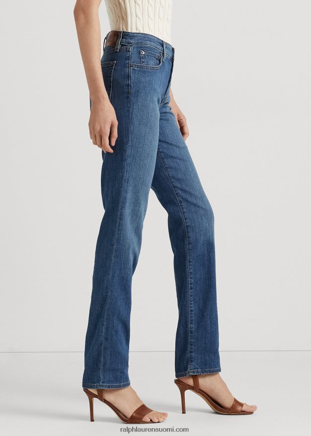 Ralph Lauren naiset keskikorkea suora farkku 0Z24ZR4274 ocean blue pesu denim