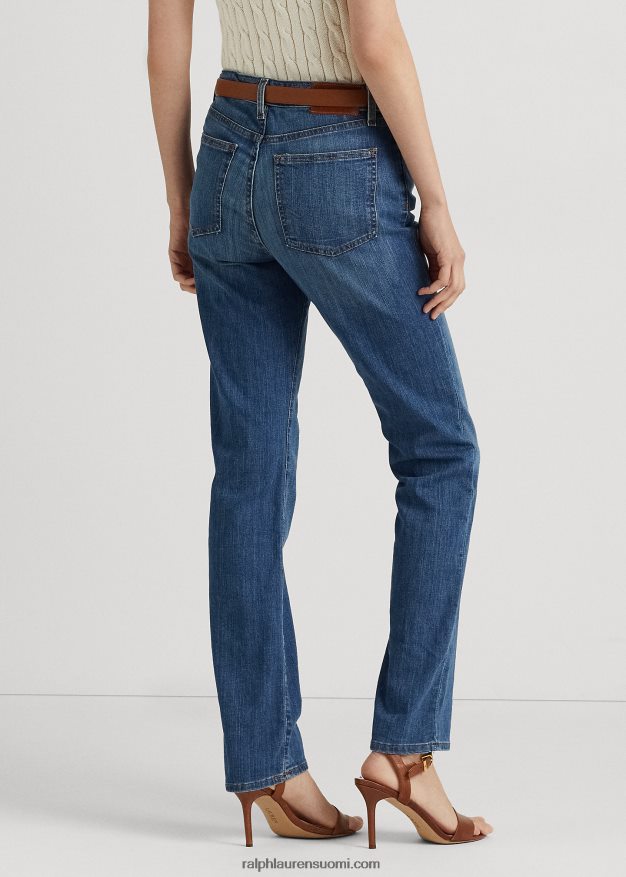 Ralph Lauren naiset keskikorkea suora farkku 0Z24ZR4274 ocean blue pesu denim
