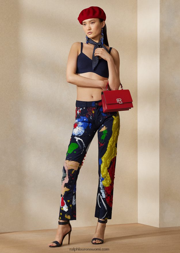 Ralph Lauren naiset koristeltu 750 suora nilkkafarkku 0Z24ZR3519 kukka unelma multi