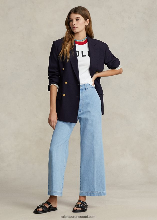 Ralph Lauren naiset korkea leveälahkeinen lyhennetty farkku 0Z24ZR2951 geffen-pesu