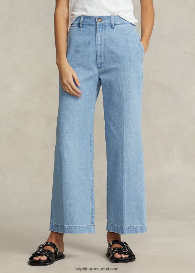 Ralph Lauren naiset korkea leveälahkeinen lyhennetty farkku 0Z24ZR2951 geffen-pesu