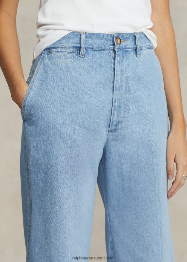 Ralph Lauren naiset korkea leveälahkeinen lyhennetty farkku 0Z24ZR2951 geffen-pesu