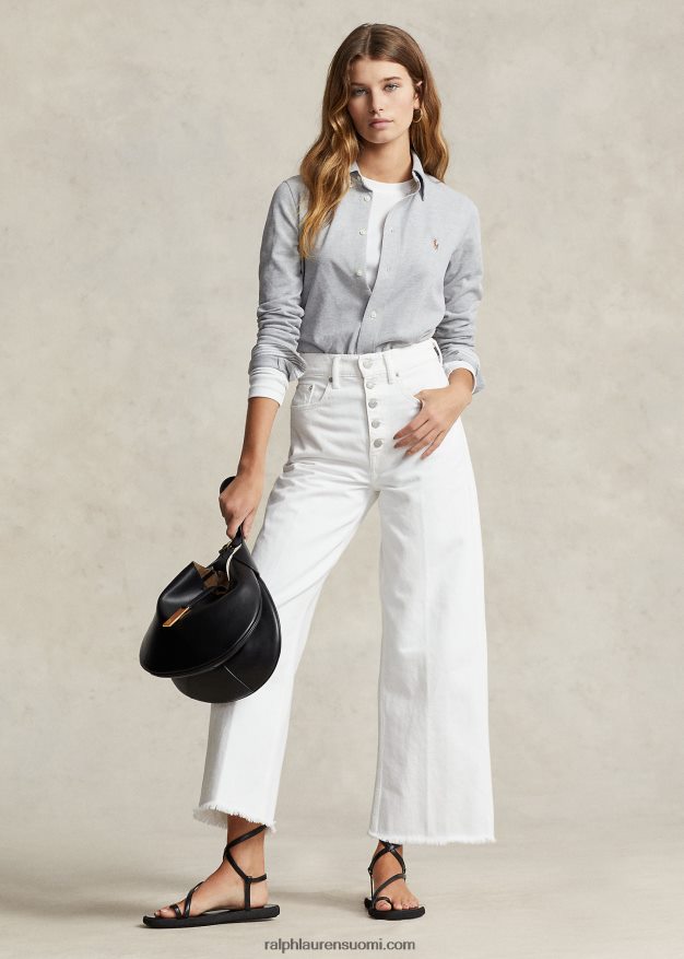 Ralph Lauren naiset korkea leveälahkeinen lyhennetty farkku 0Z24ZR3148 nieves pestä