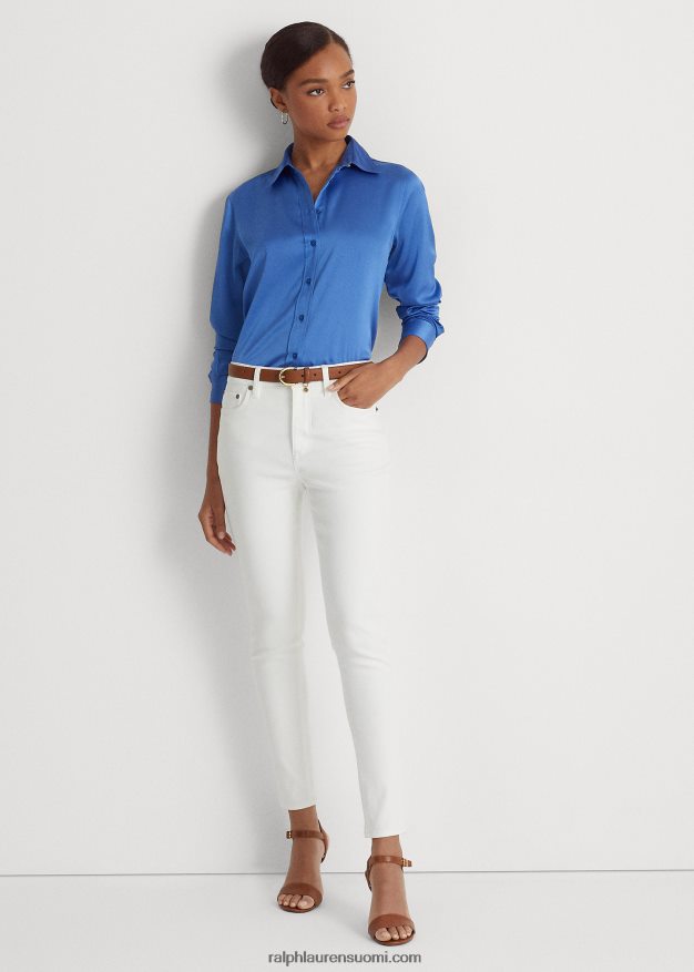 Ralph Lauren naiset korkealla kohoava kapea nilkkafarkku 0Z24ZR4020 valkoinen pesu