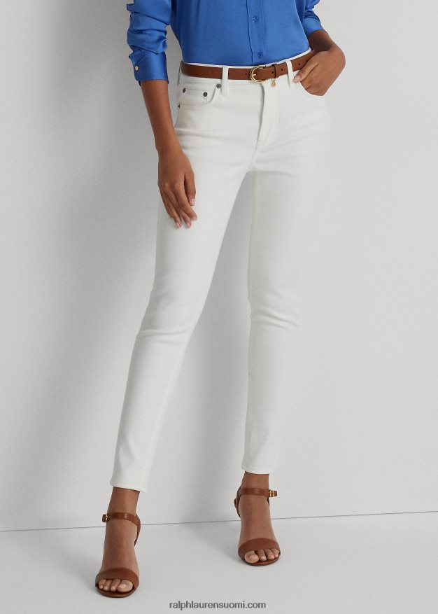 Ralph Lauren naiset korkealla kohoava kapea nilkkafarkku 0Z24ZR4020 valkoinen pesu