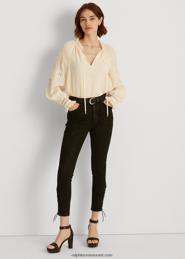 Ralph Lauren naiset korkealla kohoava kapea nilkkafarkku 0Z24ZR9586 musta pesu