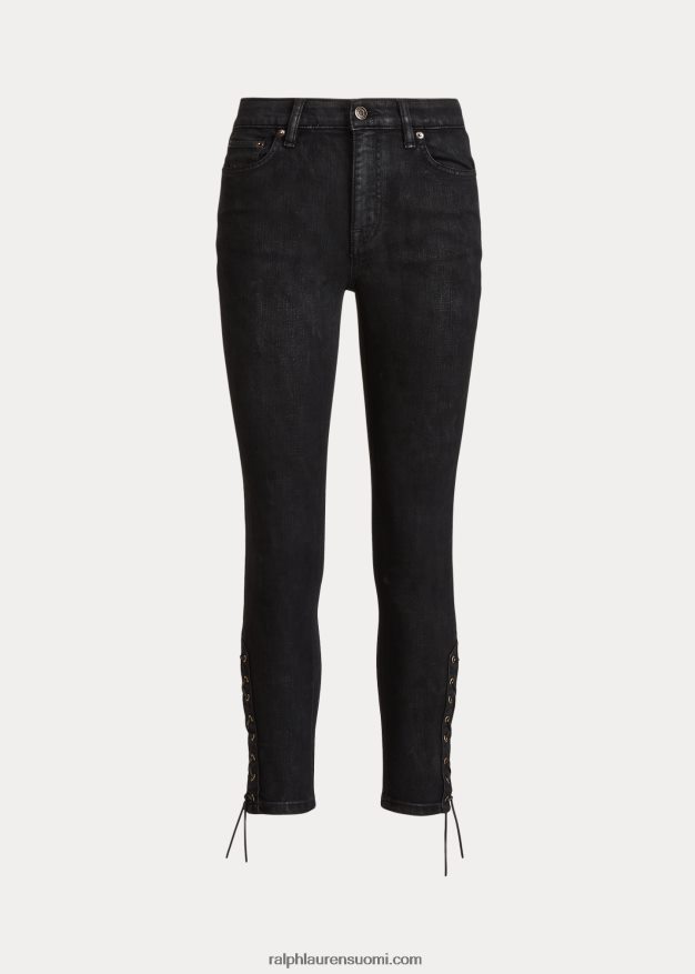 Ralph Lauren naiset korkealla kohoava kapea nilkkafarkku 0Z24ZR9586 musta pesu