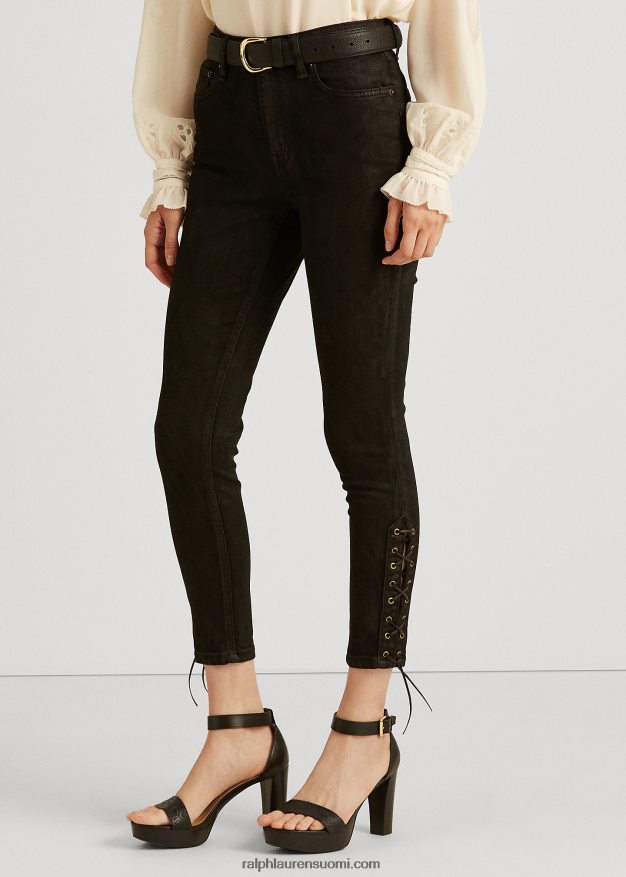 Ralph Lauren naiset korkealla kohoava kapea nilkkafarkku 0Z24ZR9586 musta pesu