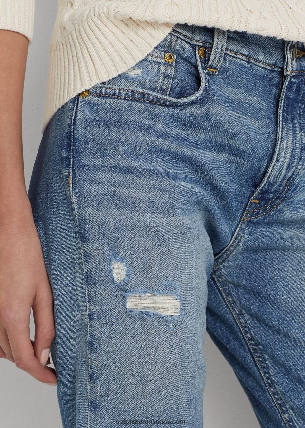 Ralph Lauren naiset korkeat suorat leikatut farkut 0Z24ZR9422 indigo laakson pesu