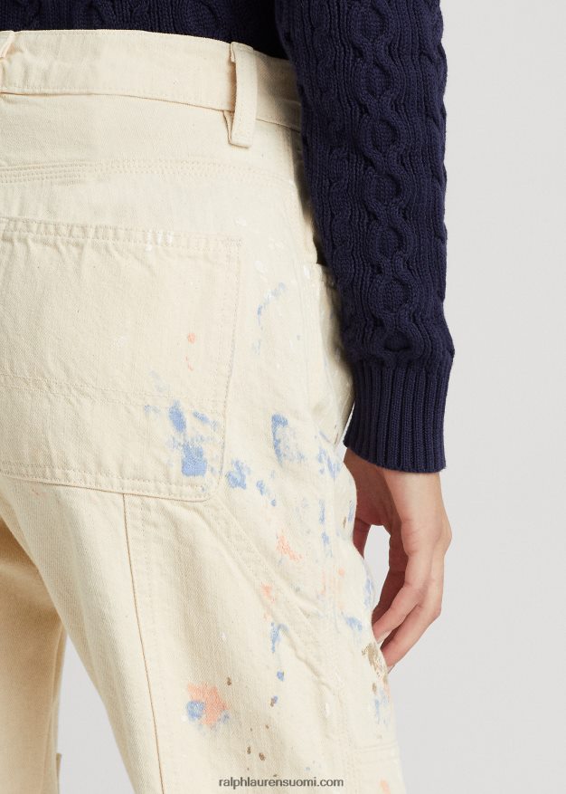 Ralph Lauren naiset maali-roiske farkkupuuseppäfarkku 0Z24ZR4437 kermapesu