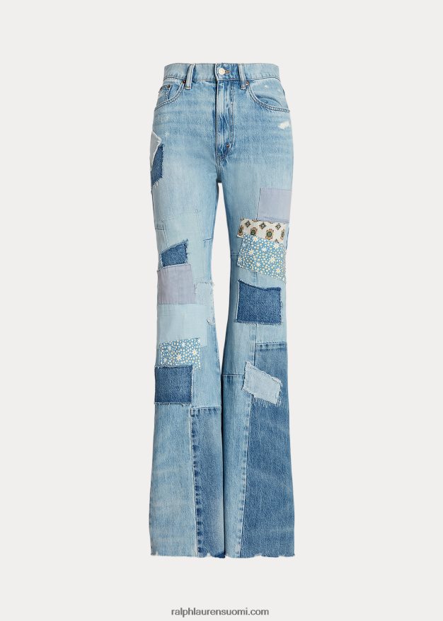 Ralph Lauren naiset tilkkupuuvillainen flare-farkku 0Z24ZR3090 del valle pesu