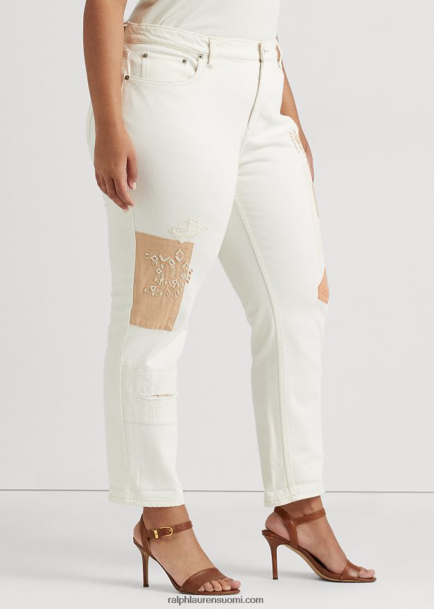 Ralph Lauren naiset tilkkutäkki rento kapeneva nilkkafarkku 0Z24ZR4773 kermapesu