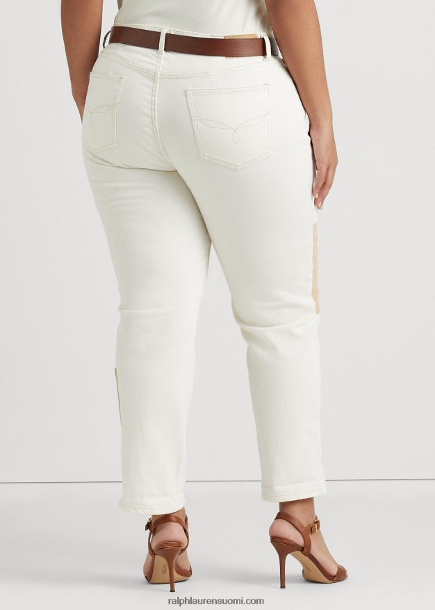 Ralph Lauren naiset tilkkutäkki rento kapeneva nilkkafarkku 0Z24ZR4773 kermapesu