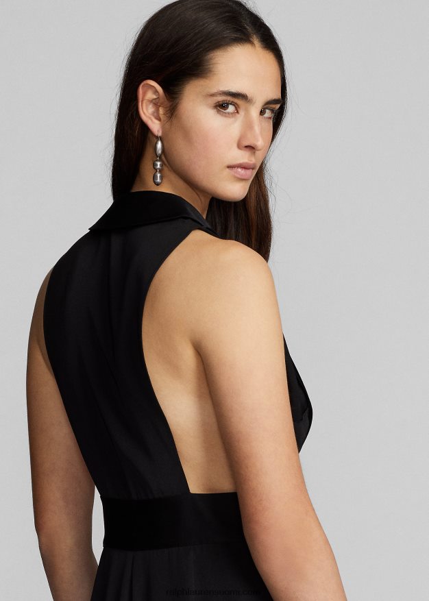 Ralph Lauren naiset crepe-hihaton smokkihaalari 0Z24ZR3618