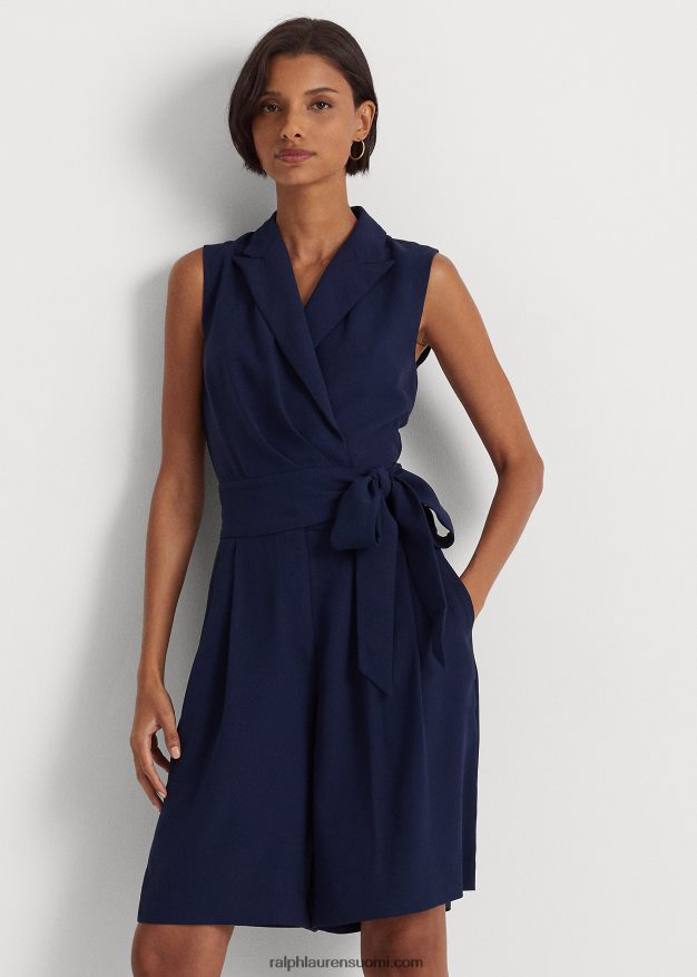 Ralph Lauren naiset hihaton georgette-housupusero 0Z24ZR9474 hienostunut laivasto