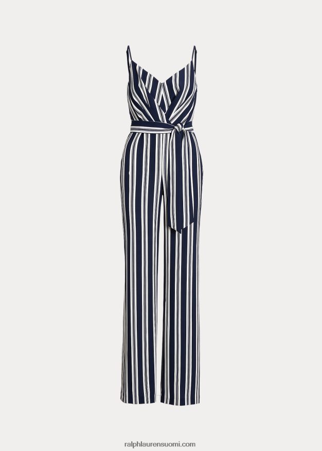 Ralph Lauren naiset raidallinen vyöllinen kreppihaalari 0Z24ZR9539 laivasto/valkoinen